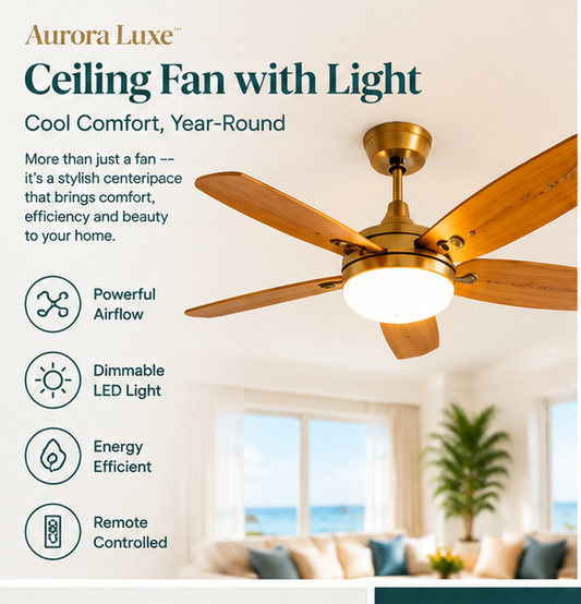 Aurora Luxe™ Ceiling Fan With Light — Modern Comfort & Elegant Lighting For Your Home