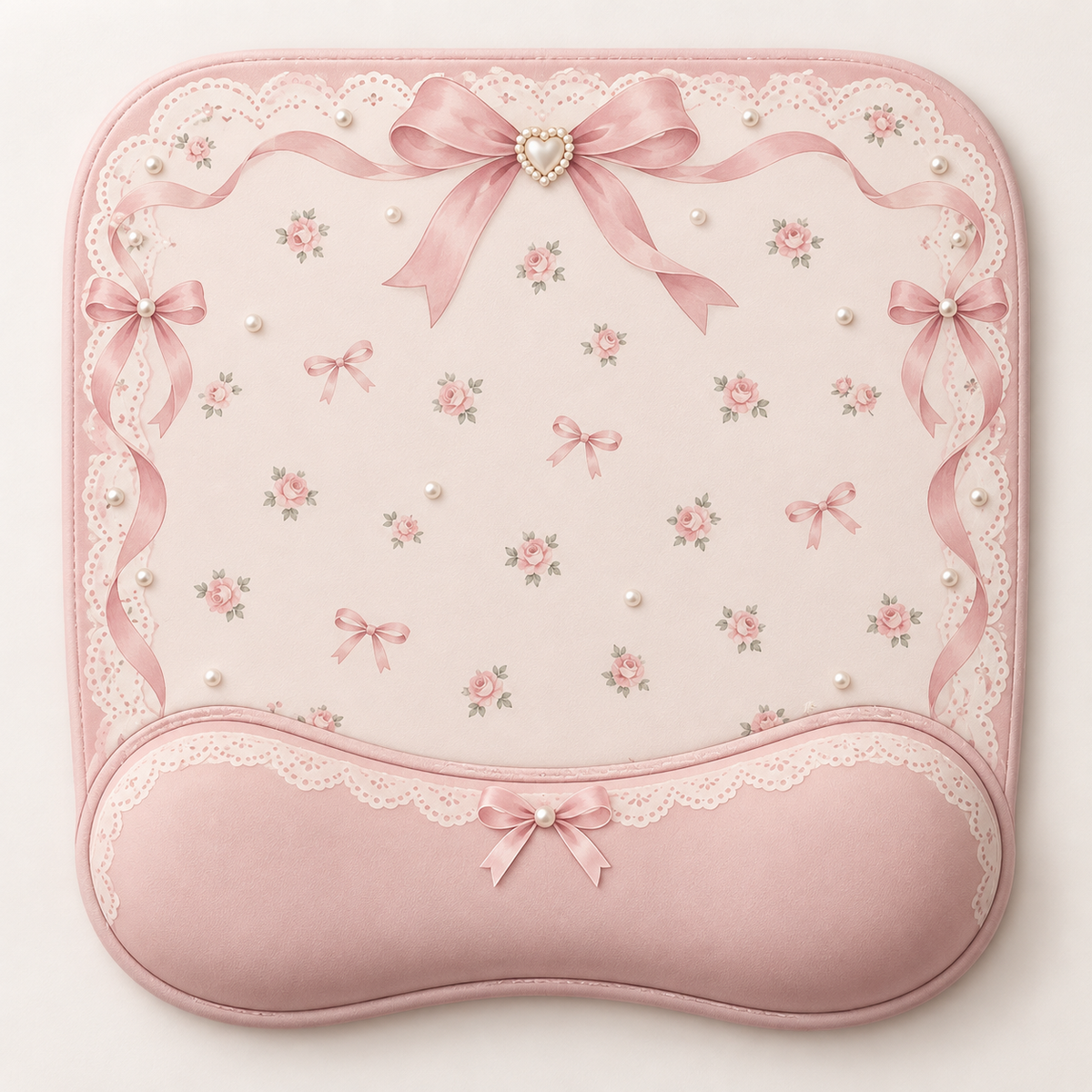 Blush Ribbon Dream Ergonomic Mouse Pad