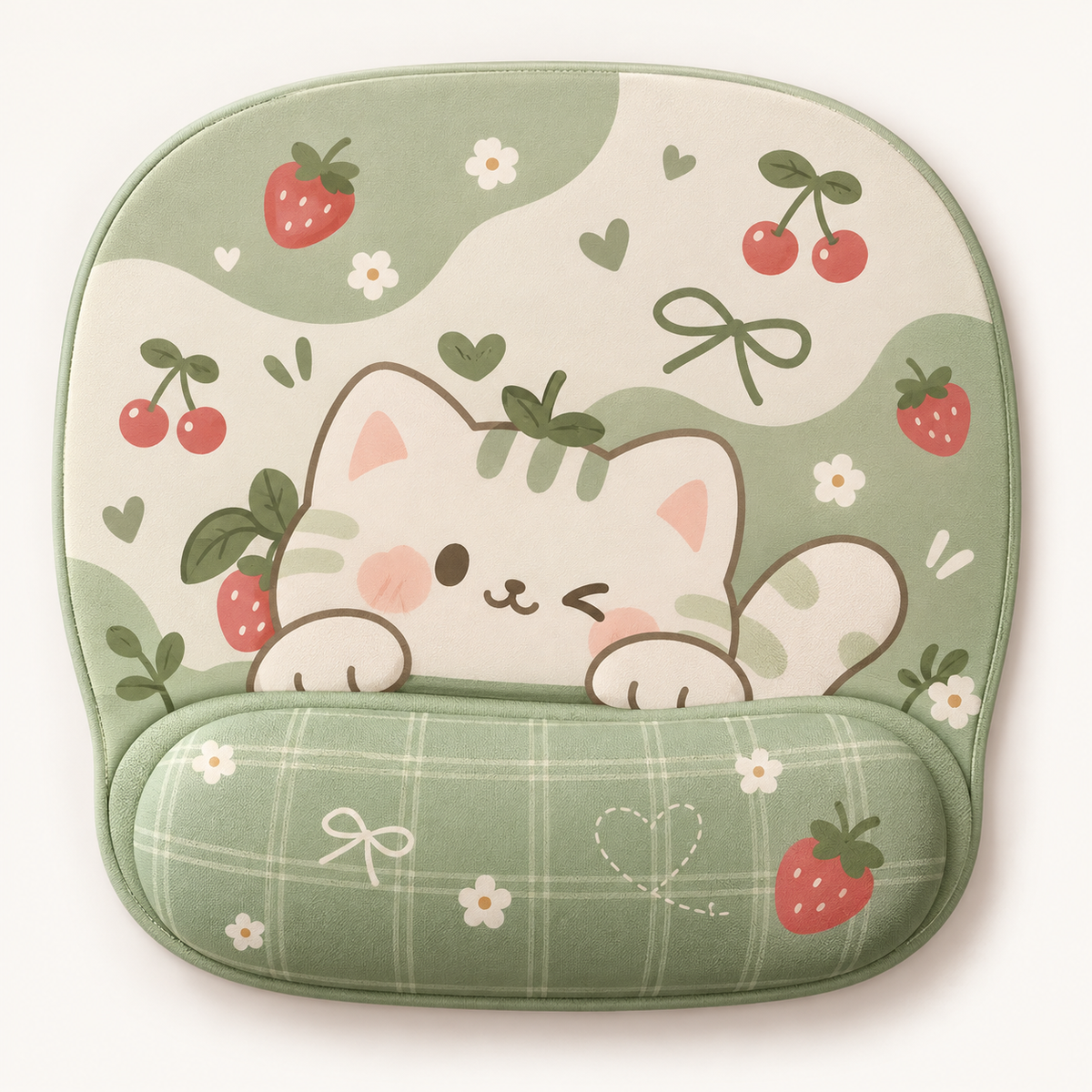 Green Cat Garden Ergonomic Mouse Pad