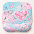 Pastel Butterfly Heart Ergonomic Mouse Pad