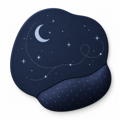 Blue Moon Star Pattern Desk Mouse Pad