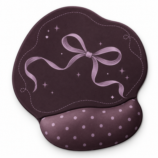 Purple Ribbon Pattern Desk Mouse Pad