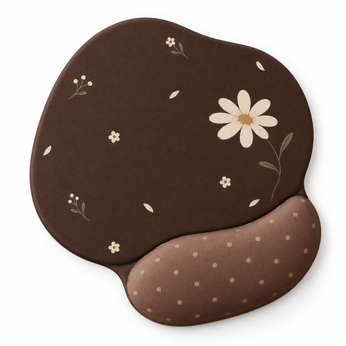 Brown Floral Pattern Desk Mouse Pad