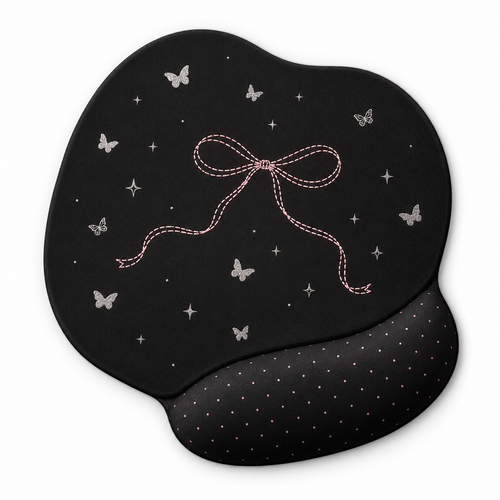 Black Butterfly Pattern Desk Mouse Pad