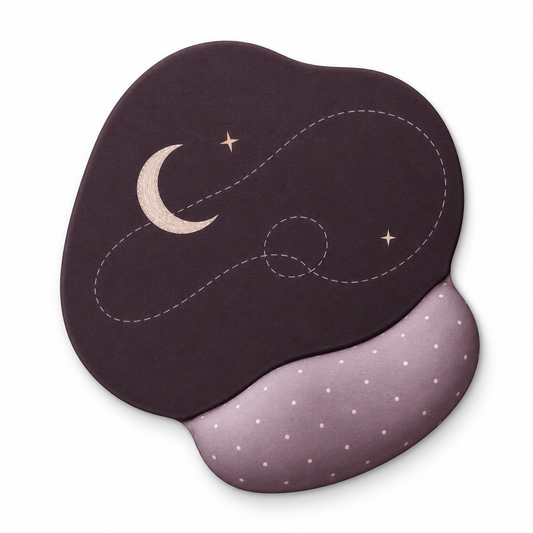 Purple Moon Pattern Desk Mouse Pad