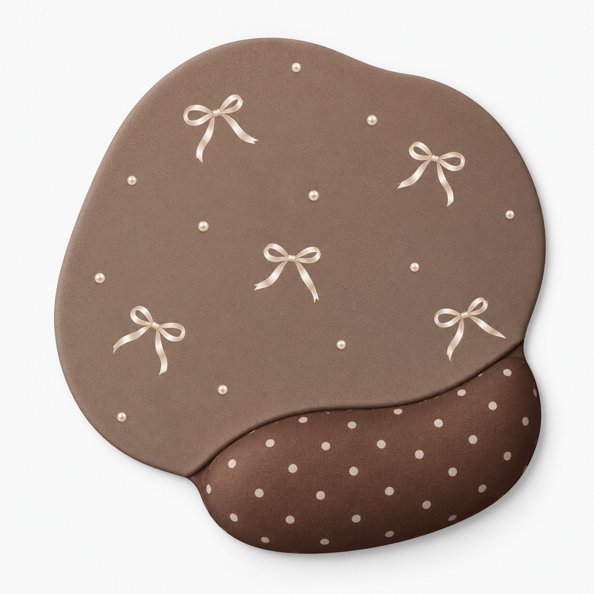 Beige Ribbon Pattern Desk Mouse Pad