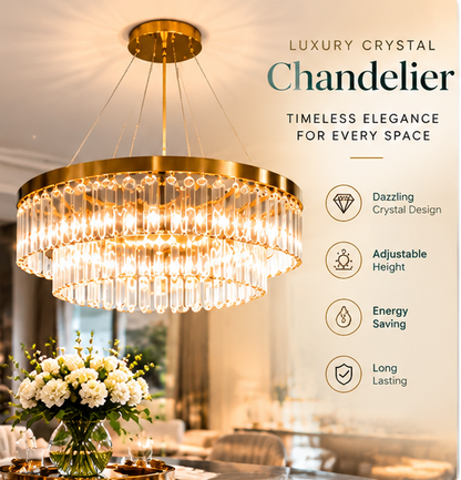 Aurora Luxe™ Crystal Chandelier — Timeless Elegance for Modern Homes