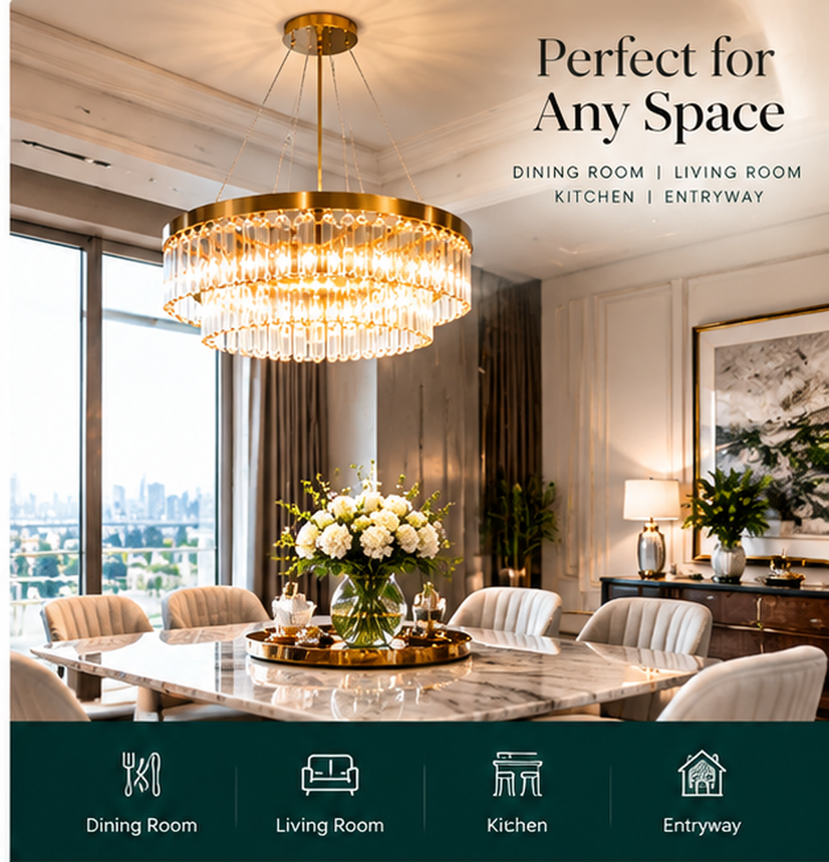 Aurora Luxe™ Crystal Chandelier — Timeless Elegance for Modern Homes