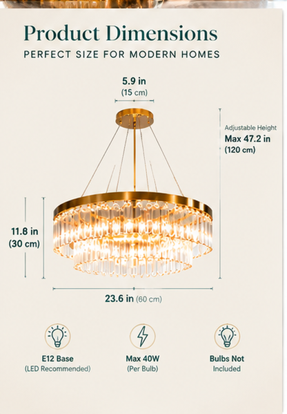 Aurora Luxe™ Crystal Chandelier — Timeless Elegance for Modern Homes