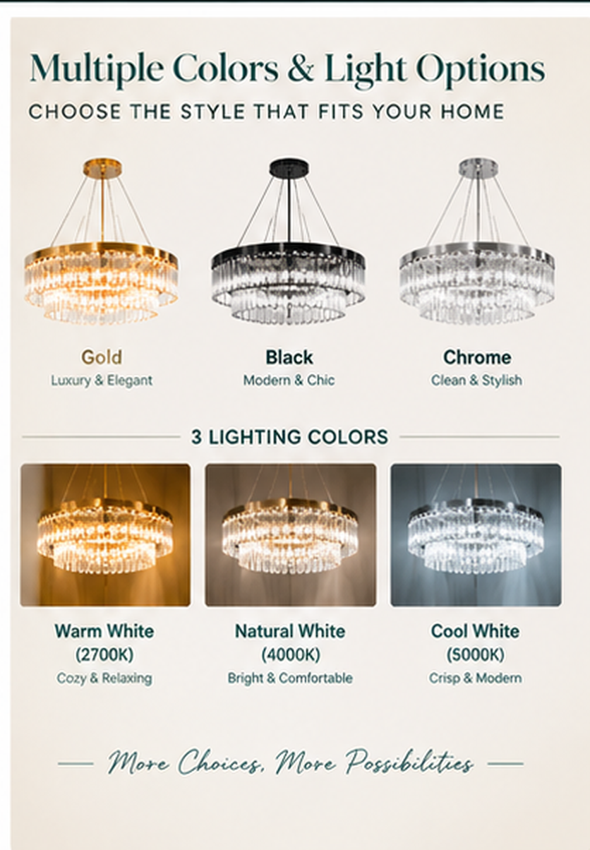 Aurora Luxe™ Crystal Chandelier — Timeless Elegance for Modern Homes