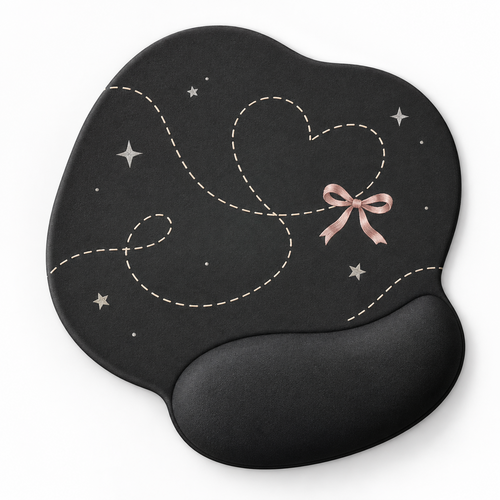 Black Ribbon Pattern Desk Mouse Pad